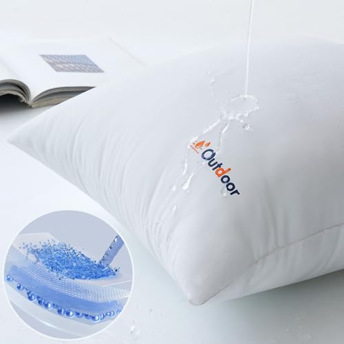 MIULEE Set of 4 Decorative Outdoor Pillows with Printed Pattern 18x18 Waterproof Throw Pillow Inserts with 90GSM Cover, Water Resistant Garden Cushion with Visible Print Design for Patio and Balcony