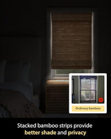 UNISHADES Cordless Bamboo Roman Shades, 34×64 in, Highfield Teak | Wide Bamboo Strip Weaving Technique, High light-blocking capacity, High Level of Privacy Protection