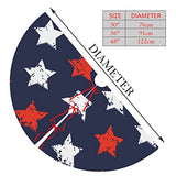 Christmas Tree Skirt, American Flag Day Memorial Day Patriotic Freedom Stars Xmas Large Tree Mat, New Year Festive Holiday Party Decorations 30" inches