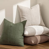 MIULEE Decorative Striped Throw Pillow Covers 18x18 in Natural Linen 2 Pack