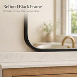 USHOWER 2-Pack Black Bathroom Mirrors for Over Sink 24 x 36 Inch, Metal Frame Rectangle Wall Mirror, Modern Farmhouse Vanity Mirror, Wall Mounted