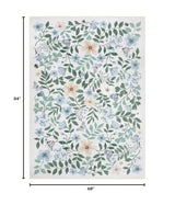 Lahome 5x7 Light Blue Rugs for Girls Bedroom, Boho Washable Floral Rug