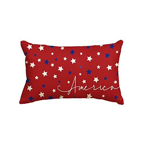 AVOIN colorlife 4th of July Patriotic Throw Pillow Cover, 12 x 20 Inch Independence Memorial Day America Stars Cushion Case for Sofa Couch