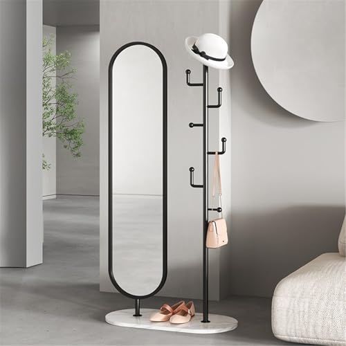 Decorative Luxury Full-Length Floor Mirror with Rotating Coat Rack Integrated for Bedroom and Home Use for Living Room