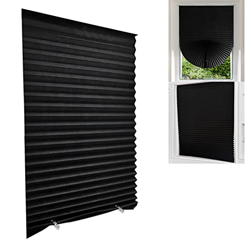 Blackout Blinds for Indoor Windows Cordless No Drill Easy Install Cut Size Pleated Paper Blinds Temporary Shades for Window of Nursery, Bedroom, Bathroom, Kitchen, Office, Door