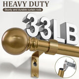 Warm Gold Curtain Rods for Windows 72 to144 Inch Brass Extra Long Heavy Duty Adjustable single 1" Diameter with vintage Brushed Bronze Metal Finials Antique for Living Room Bedroom Farmhouse Kitchen