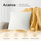 Acanva Decorative Throw Pillow Inserts for Sofa, Bed, Couch and Chair, Square Euro Sham Form Stuffer with Premium Polyester Microfiber, 2 Count (Pack of 1), White