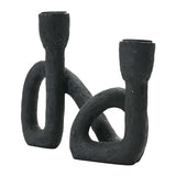 Bloomingville Decorative Resin Double Taper Candle Holder, Black