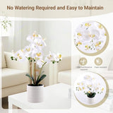 Fake Orchid Plant 23" Tall, Realistic Touch Leaves, Potted Phalaenopsis Artificial Plants Indoor for Home Decor Small Office Home Living Room-White