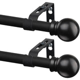 2 Pack Black Curtain Rods for Windows 28 to 48 inch, 5/8 inch Small Cafe Window Curtain Rods, Short Drapery Rod for Bedroom Kitchen (Size：30-50 Inch, Matte Black)