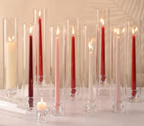 Volens Hurricane Glass Candle Holders - Set of 12 Candlestick Holders for Taper Candles with Windproof Cylinder Covers 14" Tall Clear Glass Chimney Cover for Wedding Table Centerpiece Fall Home Decor