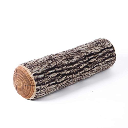 Winter Flower Tree Stump Pillow, Wood Log Throw Pillow for Couch - 3D Digital Print Decorative Cylinder Cushion for Sofa, Living Room, Home Decor（1 Pack