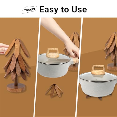Yuoyar Wooden Tree-Shaped Trivets Set for Coffee Table, Kitchen