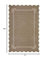 Garvee Scalloped Bow Rug for Living Room Washable Solid Brown 6x9 Area Rugs
