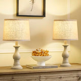Vintage Table Lamp for Living Room Bedroom, 18.5" Farmhouse Bedside Lamps Nightstand Lamp Set of 2, Table Lamps with Oatmeal Linen Lamp Shades, 2 LED Bulbs Included