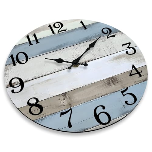 JoFomp 6 Inch Wooden Wall Clocks Battery Operated, Silent Wall Clock Non Ticking, Coastal Country Design Rustic Wall Clocks for Living Room Decor, Small Wall Clock for Bedroom Kitchen Bathroom
