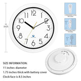 Caysie 11 Inch Sealed Indoor Outdoor Waterproof Wall Clock, Durable Silent Non-Ticking Battery Operated Quality Quartz Round Clock, Wall Decorative for Patio, Pool, Bathroom (White)