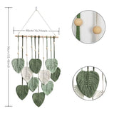 Avoik Macrame Wall Hanging Boho Woven Tapestry Handmade Home Wall Decor Bohemian Leaf Modern Chic Wall Art Green Feather Decorations for Living Room Bedroom Apartment Nursery Farmhouse Backdrop