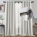 H.VERSAILTEX Double Curtain Rods for Windows 16.2 to 90.6 Inches 3/4 inch Diameter Adjustable Decorative Telescoping Double Curtain Rod with Brackets Heavy Duty Splicing Double Curtain Rods, Black