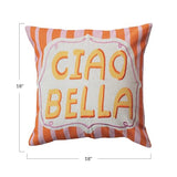 Creative Co-Op Ciao Bella Cotton and Linen Printed Pillow, Multicolor