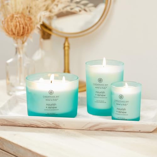 Chesapeake Bay Candle Mind & Body 3-Wick Coffee Table Jar Candle Nourish + Renew (Coconut & Sandalwood)