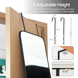 SCWF-GZ 47x14 Mirror Full Body Length Door Hanging/Rope Hang/Wall Mounted Metal Frame Rectangle Mirrors for Bedroom Bathroom Dressing Living Room 47 inch Black