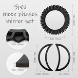 WAKOSAN Moon Phase Wall Mirror Set, 5PCS Wooden and Real Glass Mirrors | Bohemian style bedroom decor, crystal clear reflection, for living room apartment, multi-angle vertical horizontal hanging