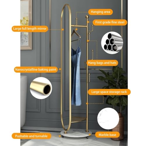 Full-Length Mirror Home Bedroom Full-Length Floor Mirror Dressing Mirror Hanging Hanger Combination Rotatable Fitting Mirror Full Length Floor Mirror (C)