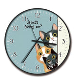8 inch Plastic Wall Clock Battery Operated, Decorative Round Wall Clock, Quiet Wall Clock, Cat Pattern