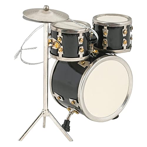 Broadway Gifts 3.2" Black Wood and Brass Drum Set Ornament Decoration | Hand-Crafted Wooden Drums Christmas Ornament in Gift Box for Drummer or Musician