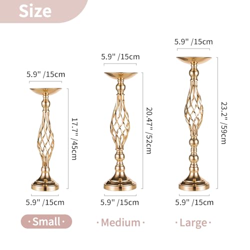 NUPTIO Gold Centerpiece Stand for Table, Twist Style , 17.7" Tall, 10 Pcs