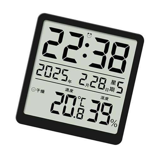 LCD Display Digital Wall Desk Alarm Clock with Time Date Week Temperature Humidity for Home or Use Gift Alarm Clock