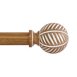 Wood Boho Curtain Rods for Windows:Wooden Farmhouse Decorative Curtain Rod for Bedroom Living Room,Heavy Duty Adjustable Rustic Bamboo Drapery Rods with Imitation Wood Grain Finials,Brown 36-88"