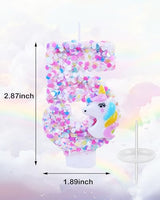 Unicorn Themed Birthday Candles,Number 5 Cartoon Birthday Party Supplies,Birthday Decorations for Gir,2.87 inch Cake Topper Decorations (Unicorn Themed, Number 5)