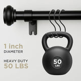 Joydeco Black Curtain Rod Adjustable 32-88 Inches, 1" Diameter Heavy Duty Curtain Rods for Windows, Decorative Splicing Drapery Rods with Resin Finials for Living Room Bedroom Kitchen
