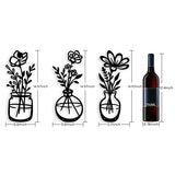qzmaikoo 3 Pieces Black Metal Flower Wall Decor, Floral Vase Wall Art, Farmhouse Metal Wall Hanging for Bathroom Kitchen Bedroom Hallway