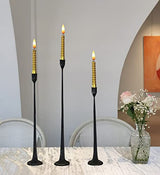 Iron Taper Candle Holder - Decorative Candle Stand - Candlestick Holder for Wedding, Dinning, Party, Set 3