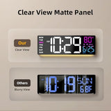 EASYERA 16.5" Large Digital Wall Clock with Anti-Glare Display, RGB Lights with 10 Scenes Mode Remote Control, Adjustable Brightness, Dual Alarms, Auto DST, BT Sync, Temperature for Living Room