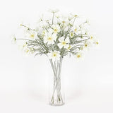 2 Pcs Artificial Fake Flowers Plants Cosmos Silk Flower Arrangements Wedding Bouquets Decorations Plastic Floral Table Centerpieces for Home Kitchen Garden Party Decor Approx 23.6'' High - White