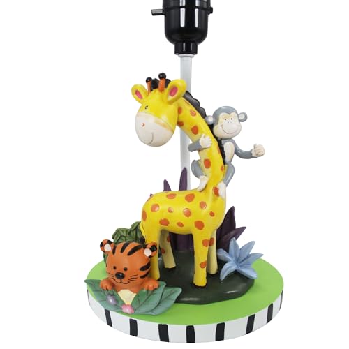Fantasy Fields Sunny Safari Kids Table Lamp with Sculpted Base & Printed Lampshade, Multi