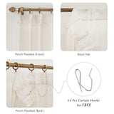FMFUNCTEX Linen Sheer Pinch Pleated Curtains for Living Room, Linen Flax Beige 96 Inches Long Sheer Curtain Panels for Bedroom, Natural Back Tab Window Drapes for Farmhouse, Rod Pocket 2 Panels