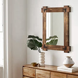 MeMoreCool Rustic Wood Mirror for Bathroom, Farmhouse Wall Mounted Vanity Mirror, Rectangular Wooden Framed Mirror for Bedroom Living Room Entryway, 30 x 20 Inch