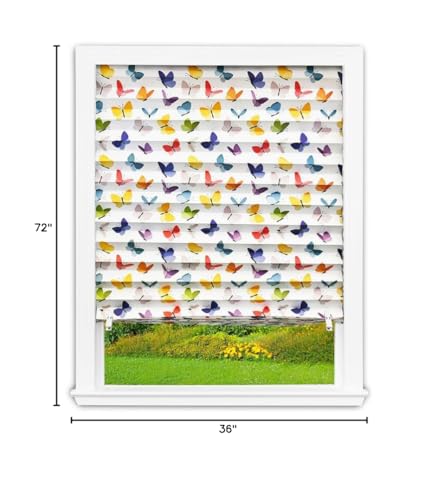 Redi Shade No Tools Original Printed Light Filtering Pleated Paper Shade, Butterflies, 36" W x 72" L, 4 Pack