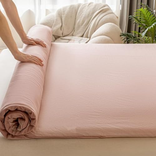 EFELIM Cotton Futon Cover King Queen Full Size, Japanese Floor Mattress With Zipper, Soft RV Futon Slipcover Washable (Green, 90x200cm/35x78.7)