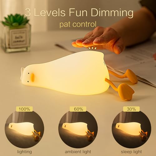 Existential Crisis Duck Lamp, Squishy Kid Cute Lying Flat Duck Night Light, Rechargeable Ducky Lay Touch Lamp, College White Elephant Gifts, Boy Girl Fun Birthday Gift, Safe Silicone Decor
