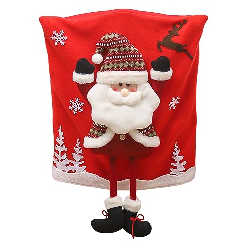 Festive Christmas Chair Back Adorable Cartoon Santa Chair Back Decor ForXmas Kitchen Dining Slipcovers