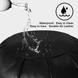 Louis Donné Round Unstuffed Faux Leather Pouf Ottoman Cover, Portable Indoor Outdoor Foot Rest Cover with Invisible Zipper, Sturdy Footstool Cushion Case for Home Patio Balcony Daily Use, Cover Only