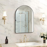 FORBATH Arched Bathroom Mirror 16x24 Inch, Black Bathroom Mirror Wall Mounted Modern Aluminum Alloy Frame Arch Mirror for Bedroom Living Room Entryway, Hanging or Leaning Against Wall