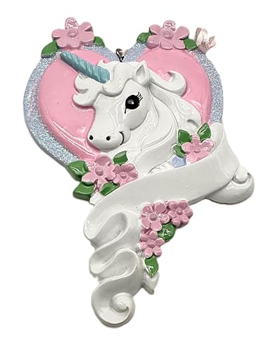 Kurt S. Adler White Unicorn Horse with Pink Heart Christmas Ornament Holiday Decoration W8285, Resin