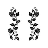 DUOOLN 2 Pcs Metal Rose Tree Leaf Wall Decor, Long Iron Scroll Vine Wall Art Above, Rustic Hanging Sign Flowers Sculpture, For Above Door Living Room Office Indoor And Outdoor Decoration - Black